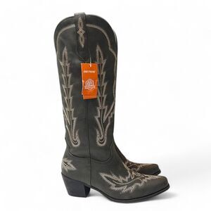 OUEPIANO Boots for Women Knee High Cowgirl with Embroidery! 10